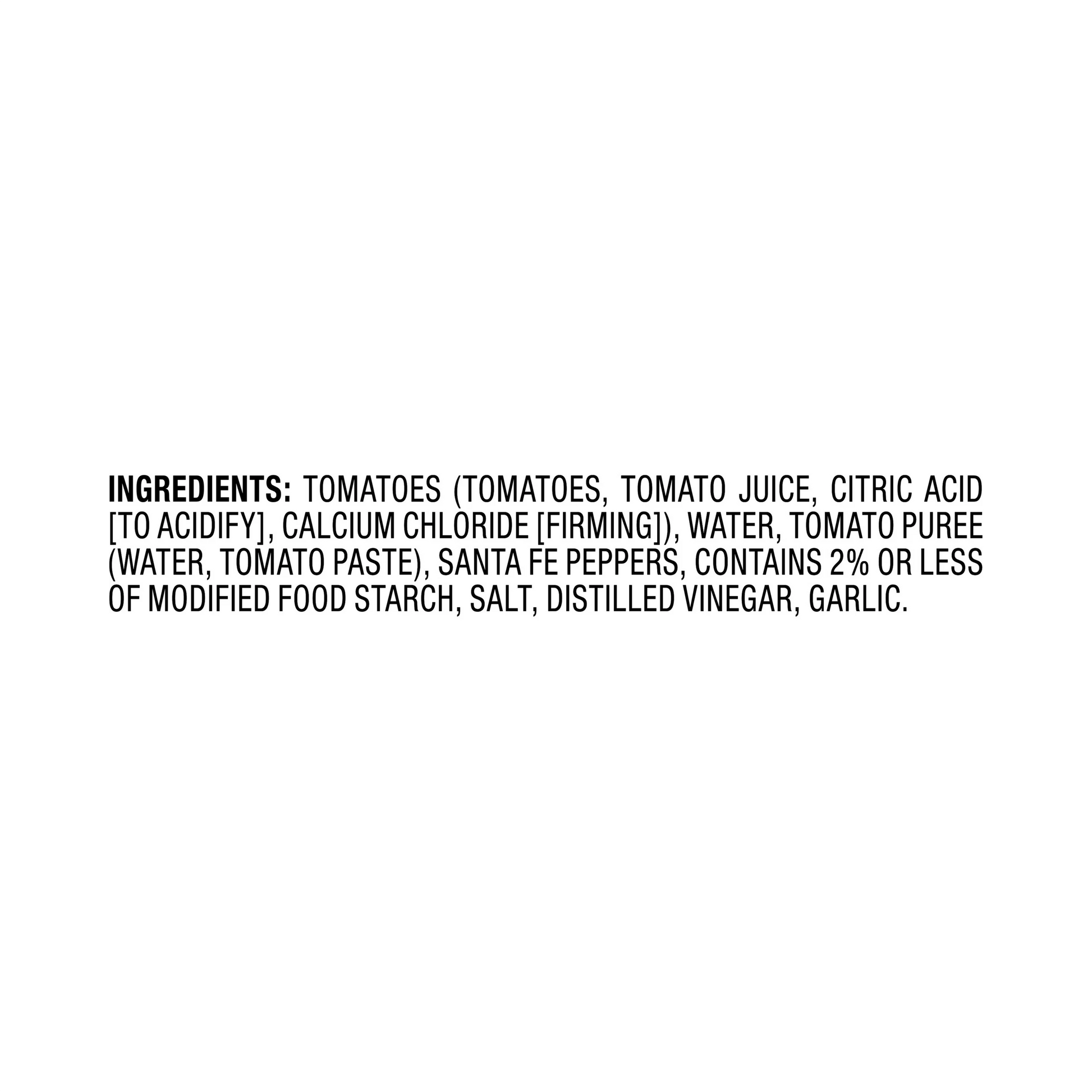 List of ingredients on a white background