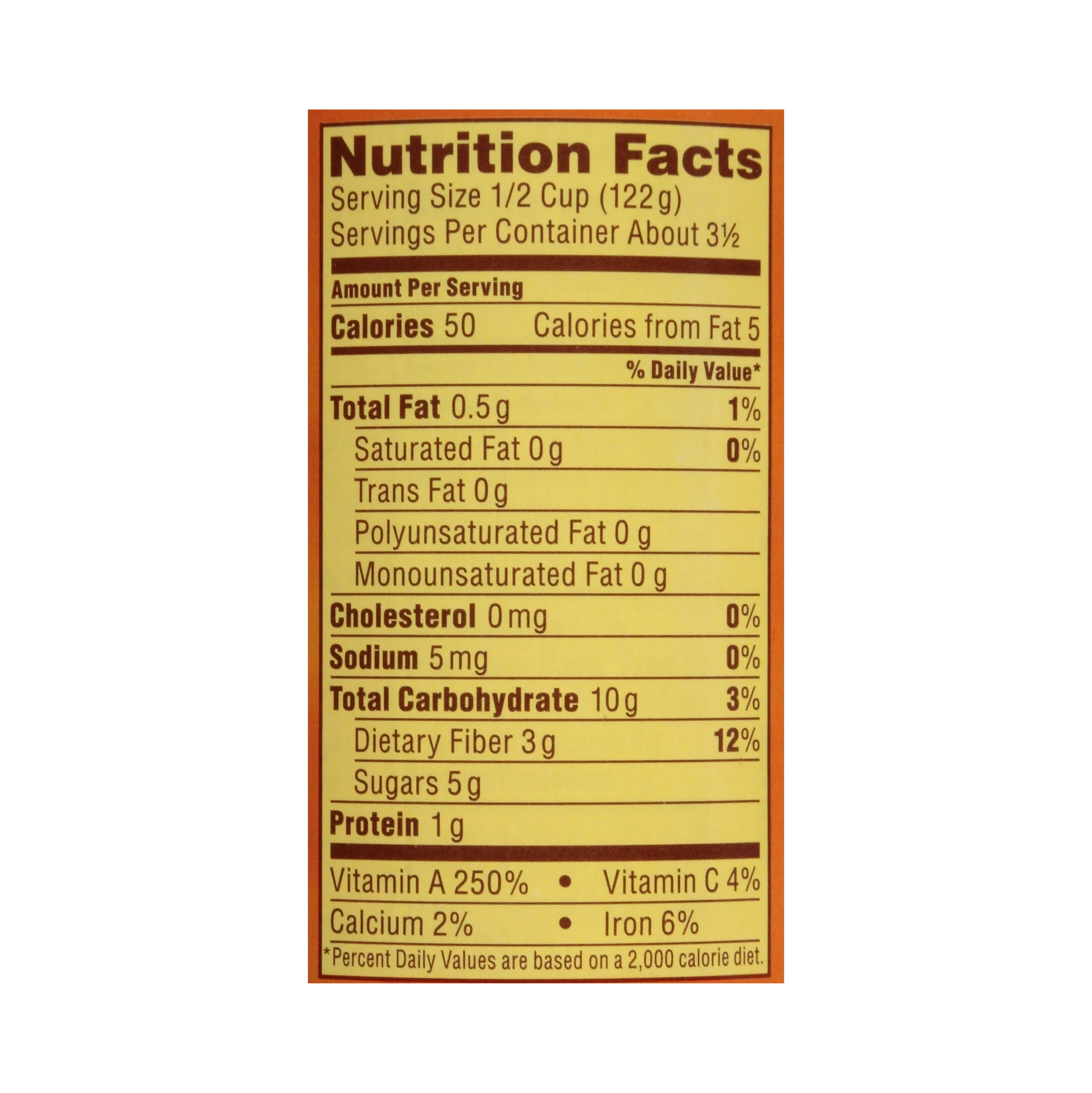 Nutrition facts label on a white background