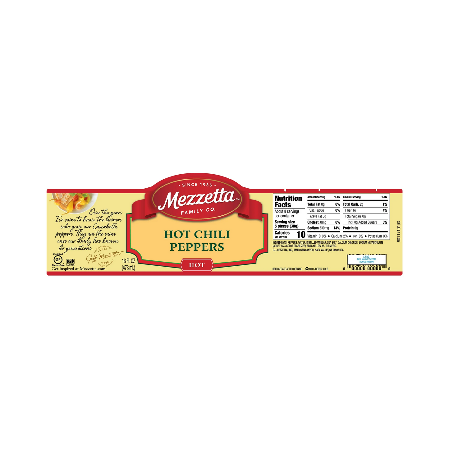 Mezzetta Hot Chili Peppers – 473 mL