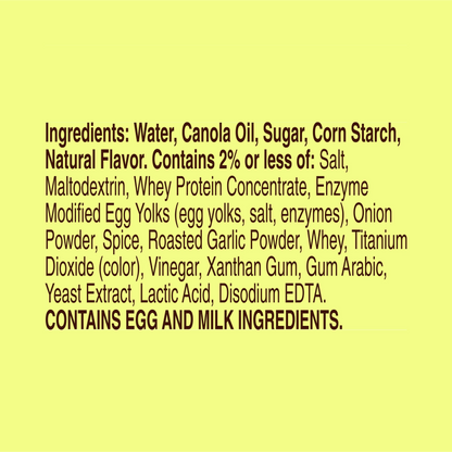 List of ingredients on a yellow background