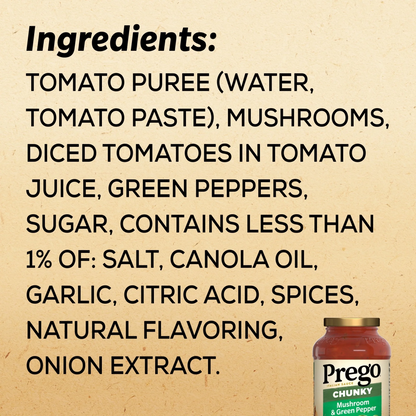 Prego Chunky Mushroom & Green Pepper Pasta Sauce – 673 g
