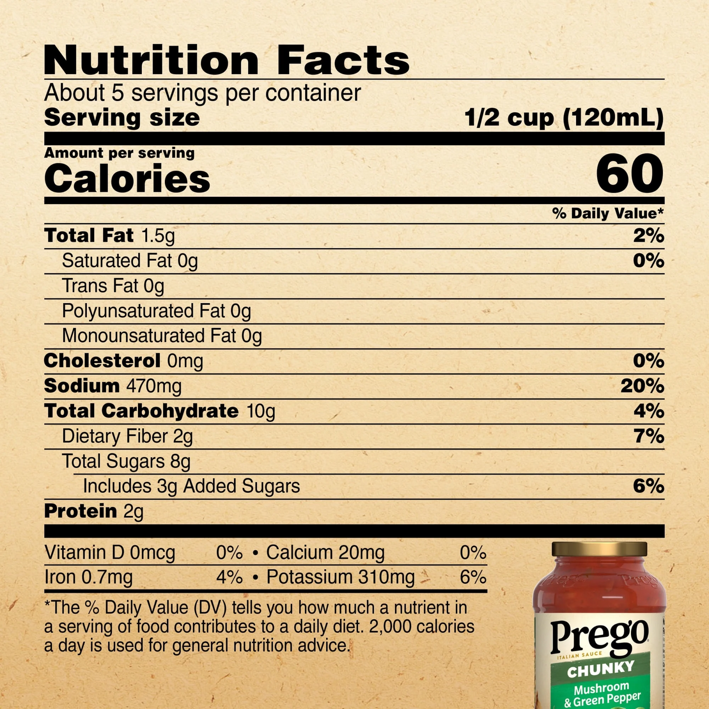 Prego Chunky Mushroom & Green Pepper Pasta Sauce – 673 g