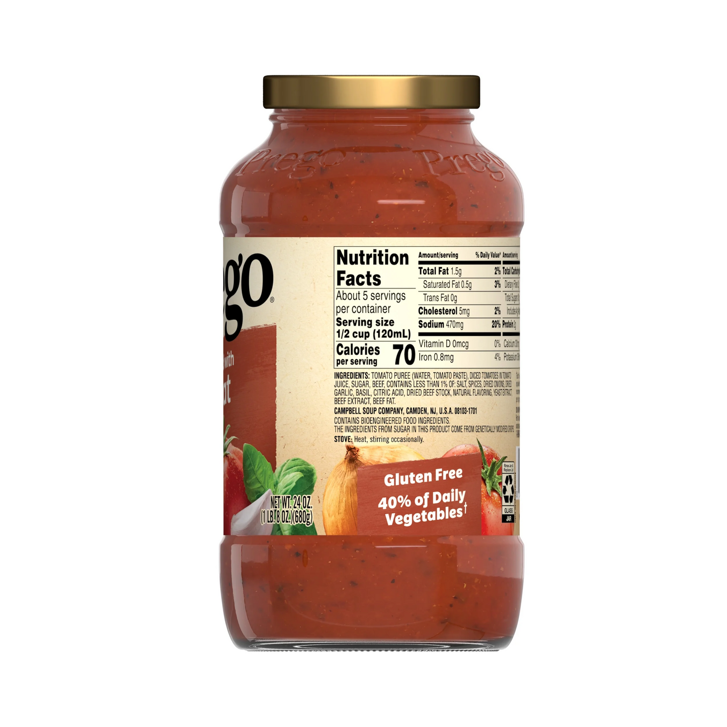 Prego Italian Tomato Pasta Sauce Flavored with Meat – 680 g