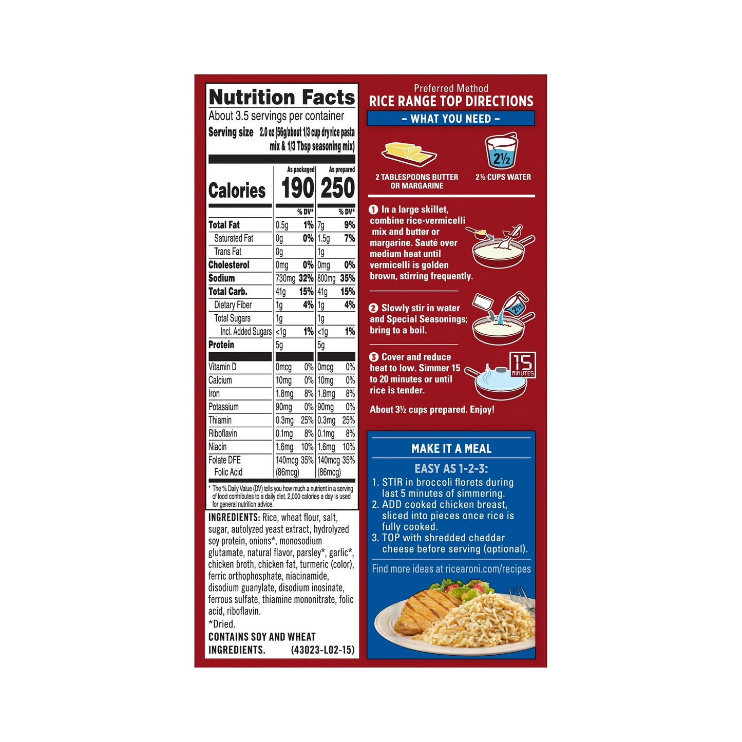 Rice-A-Roni Chicken Flavor Rice & Vermicelli Mix – 195 g