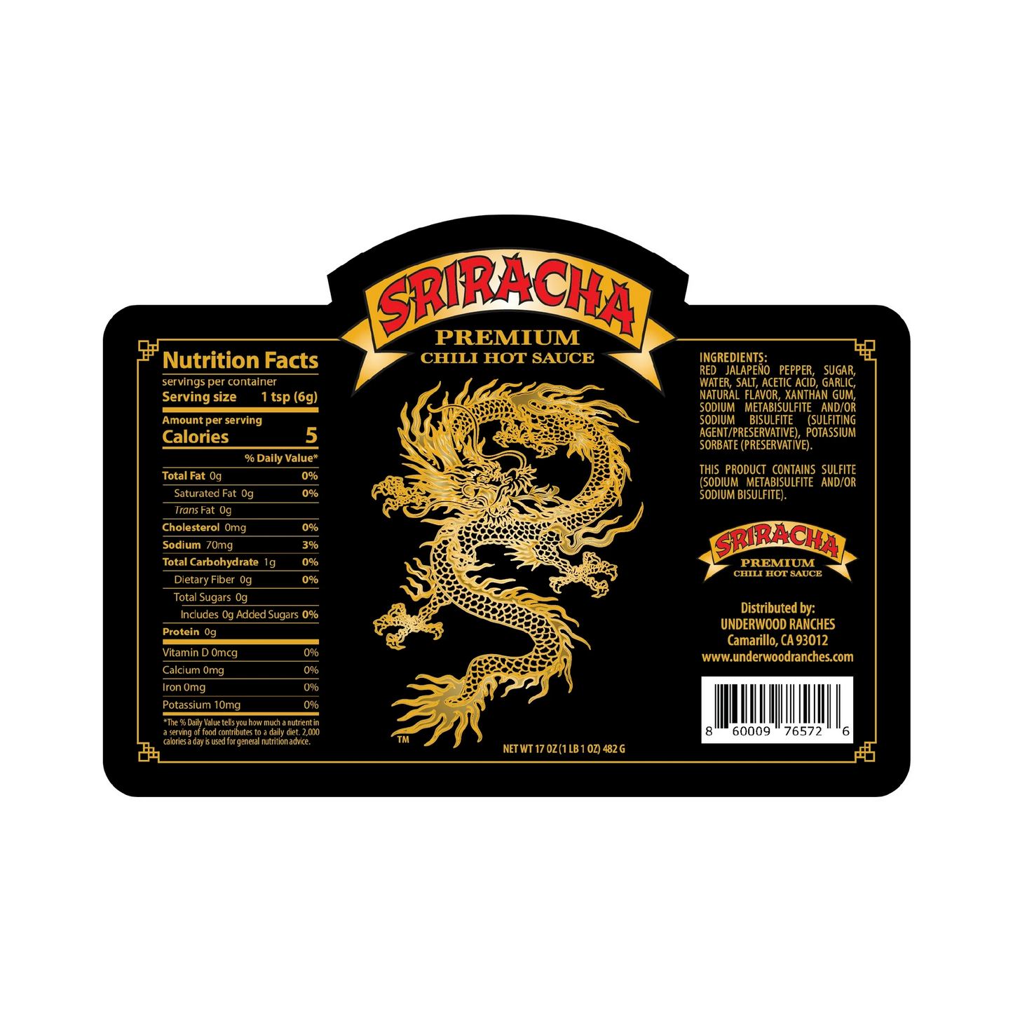Underwood Ranches Sriracha Premium Chili Hot Sauce – 482 g
