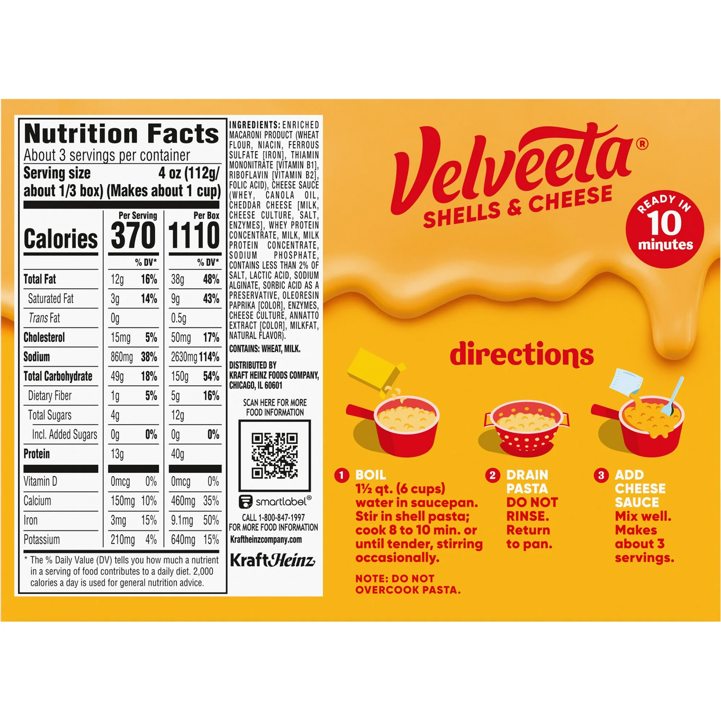 Velveeta Shells & Cheese Original Mac N Cheese Dinner – 340 g