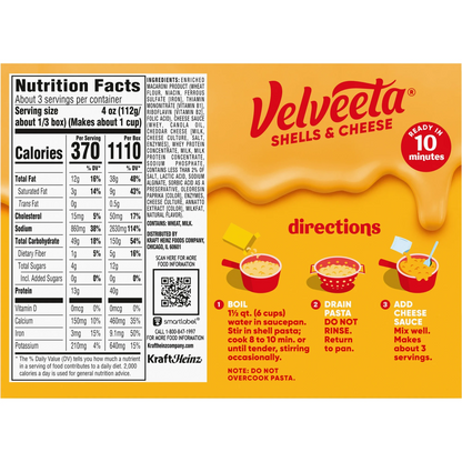 Velveeta Shells & Cheese Original Mac N Cheese Dinner – 340 g