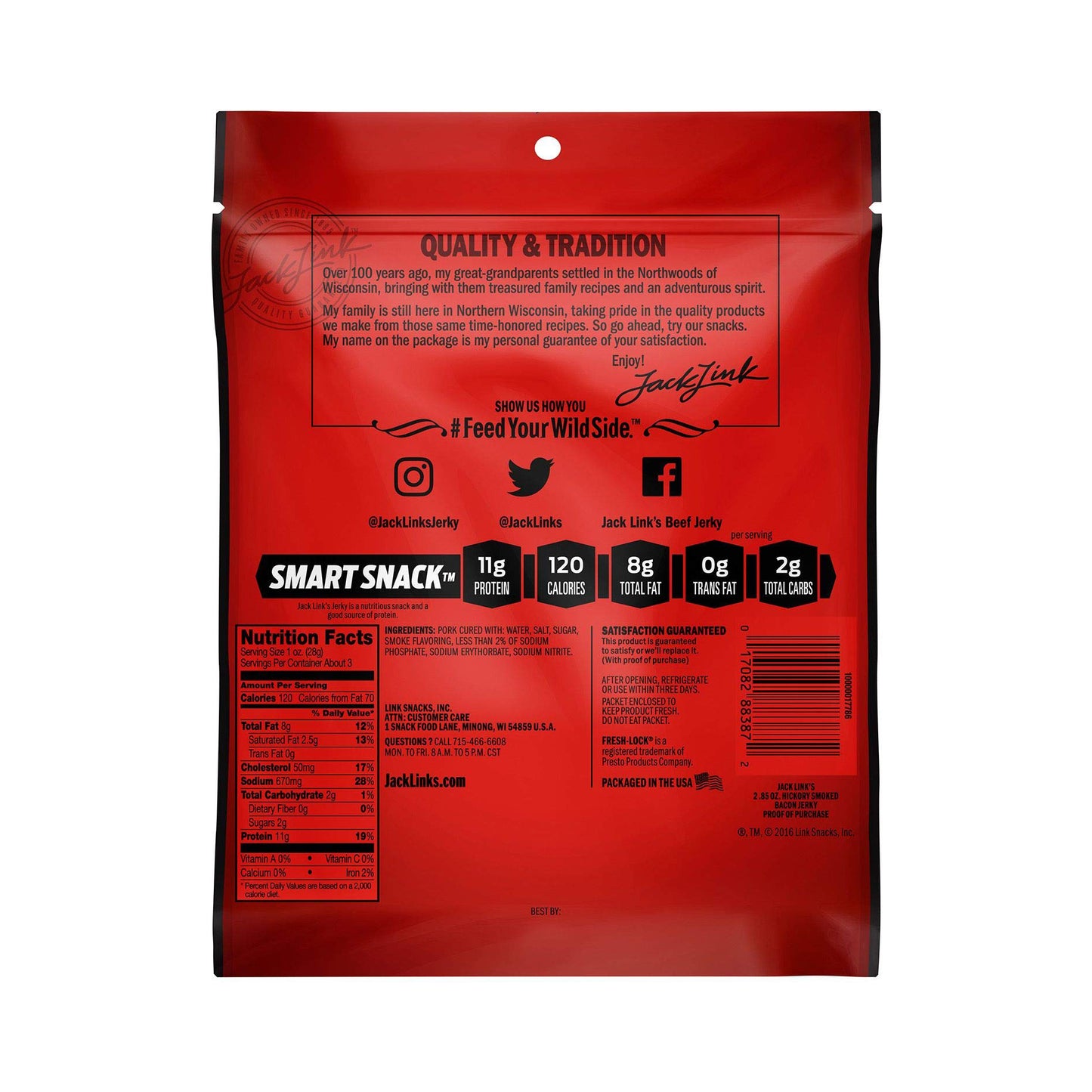 Jack Link's Thick Cut Hickory Smoked Bacon Jerky – 81 g