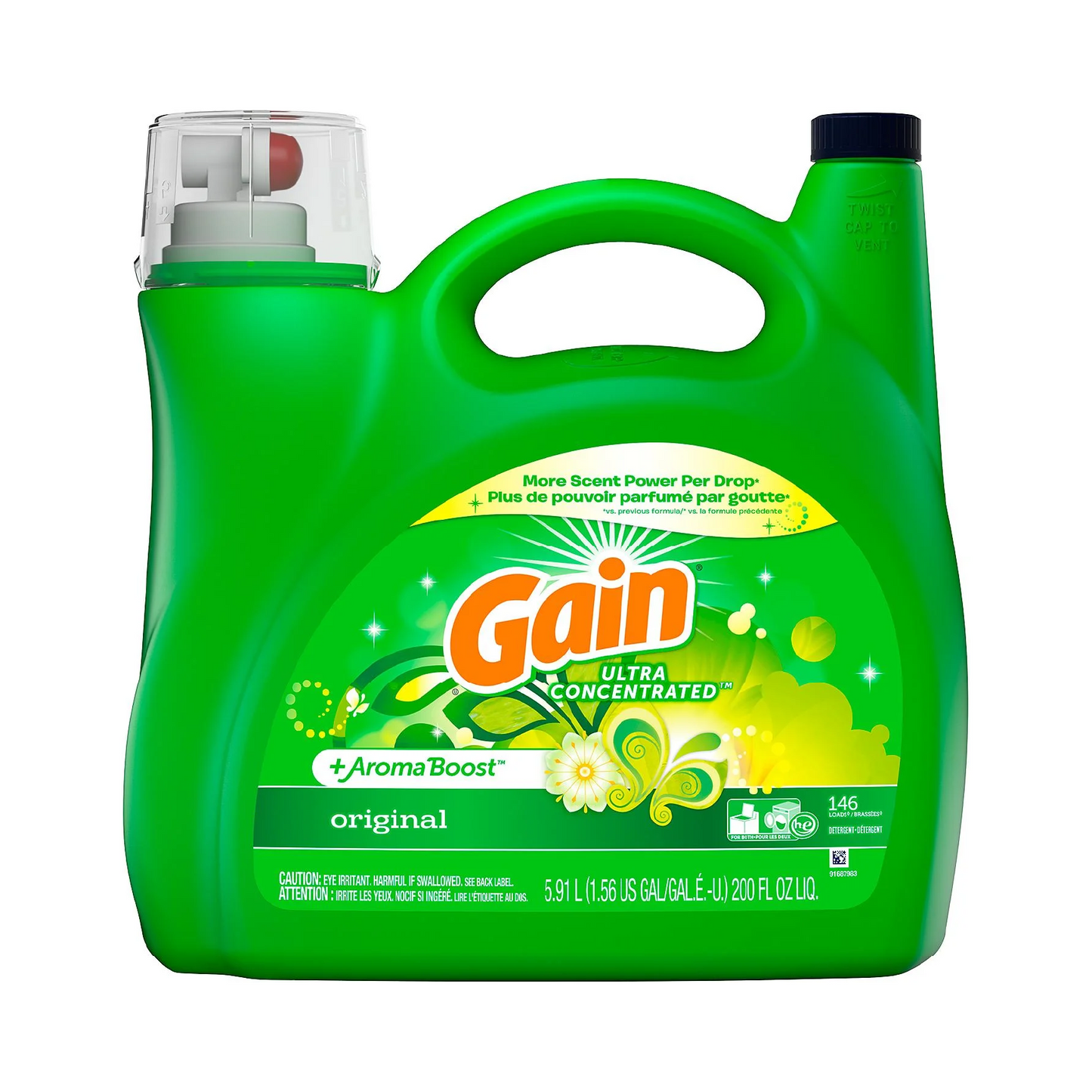 Gain Ultra Concentrated + Aroma Boost Liquid Laundry Detergent, Original Scent – 5.91 L