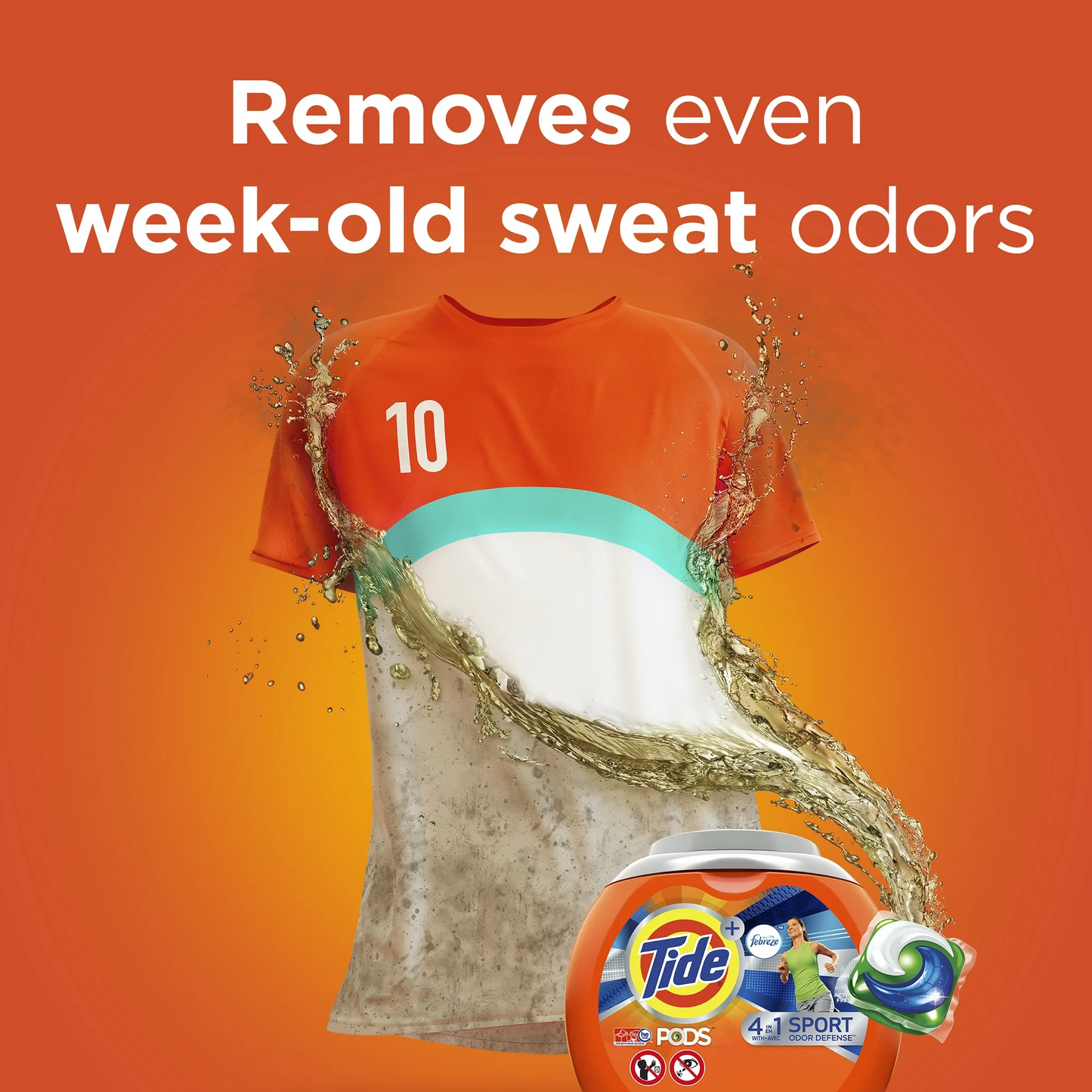Tide Pods + Febreze 4-in-1 Sport Odor Defense Laundry Detergent Pacs, Active Fresh Scent – 54 ct
