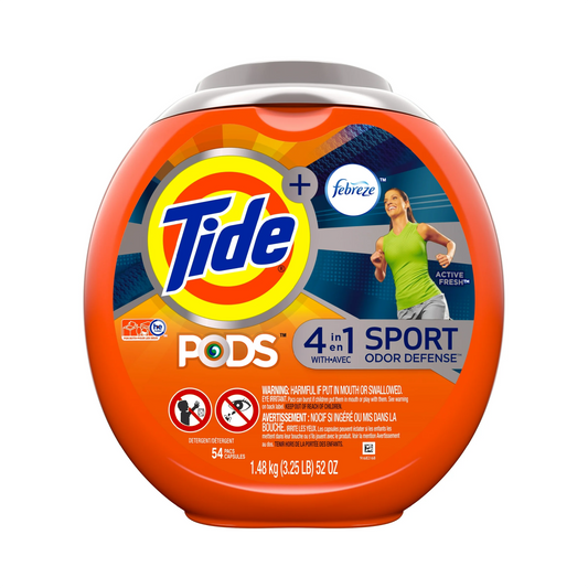Tide Pods + Febreze 4-in-1 Sport Odor Defense Laundry Detergent Pacs, Active Fresh Scent – 54 ct