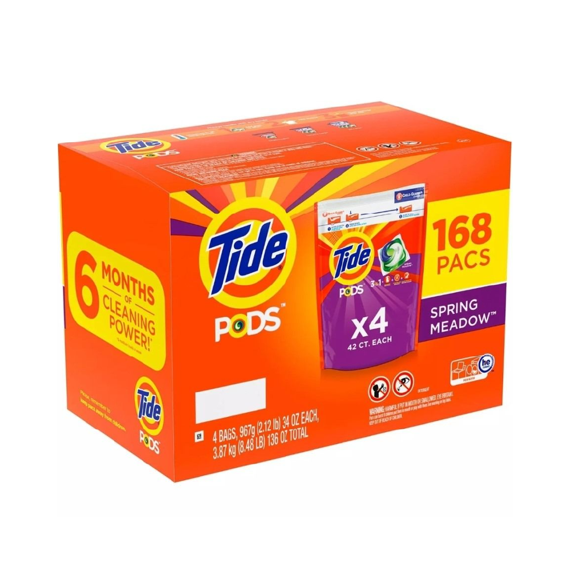 Tide Pods Laundry Detergent Pacs, Spring Meadow Scent – 168 ct
