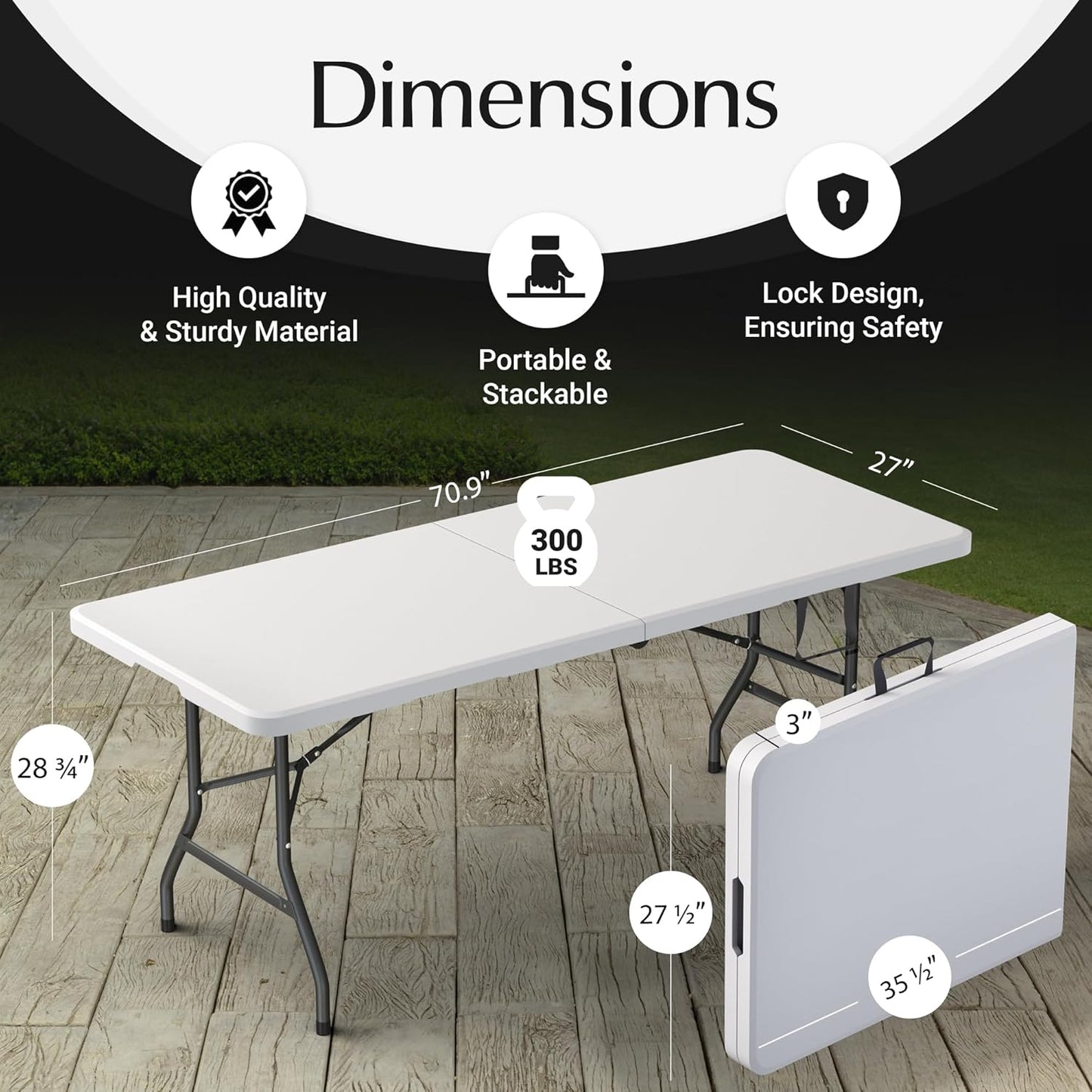 Lifetime 6ft Folding Table 30"W