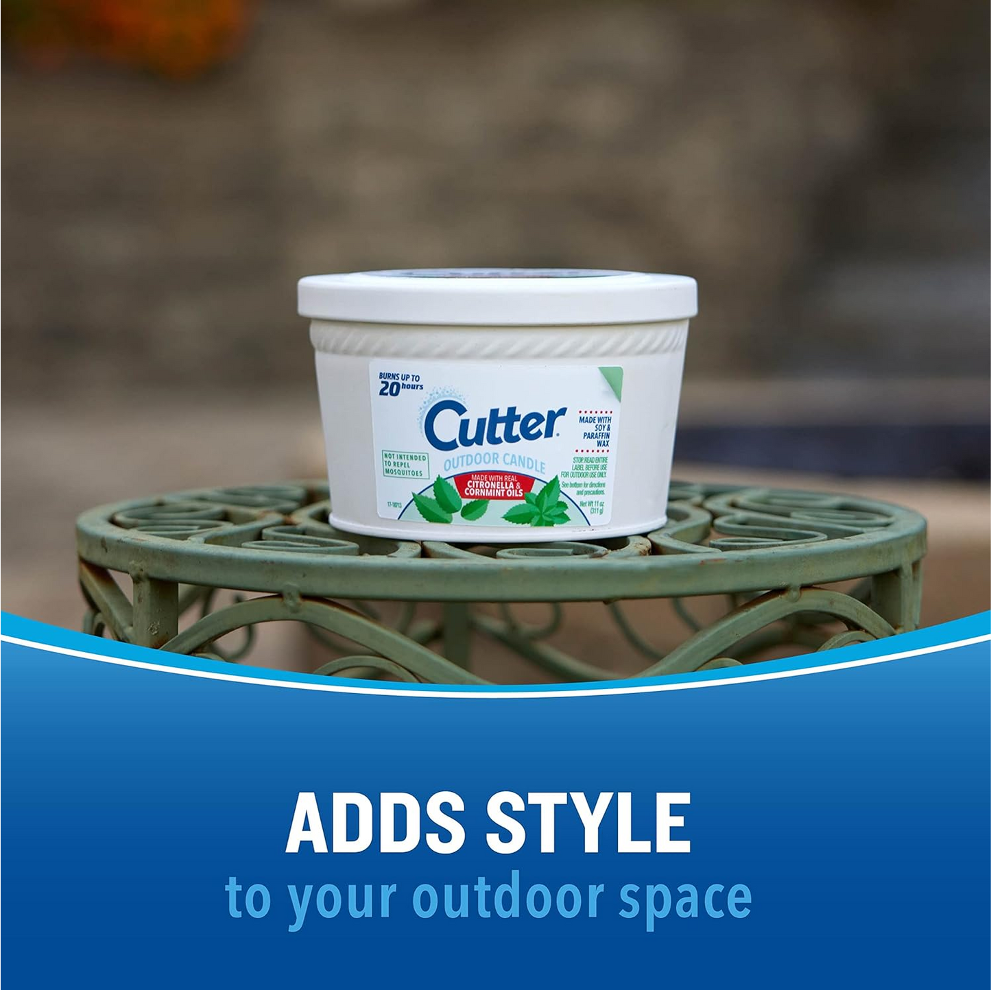 Cutter Outdoor Candle, Citronella and Mint Scent – 311 g