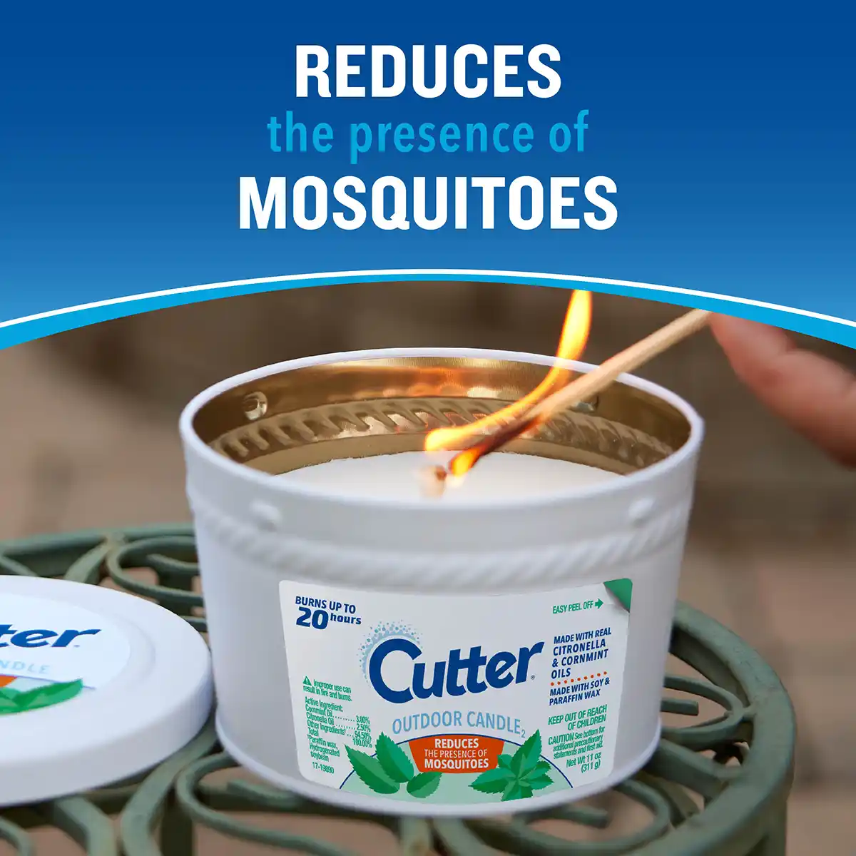 Cutter Outdoor Candle, Citronella and Mint Scent – 311 g