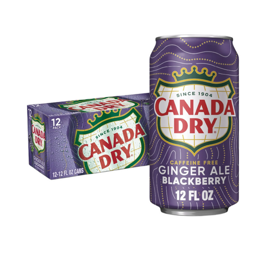 Canada Dry Ginger Ale Blackberry can and box on a white background