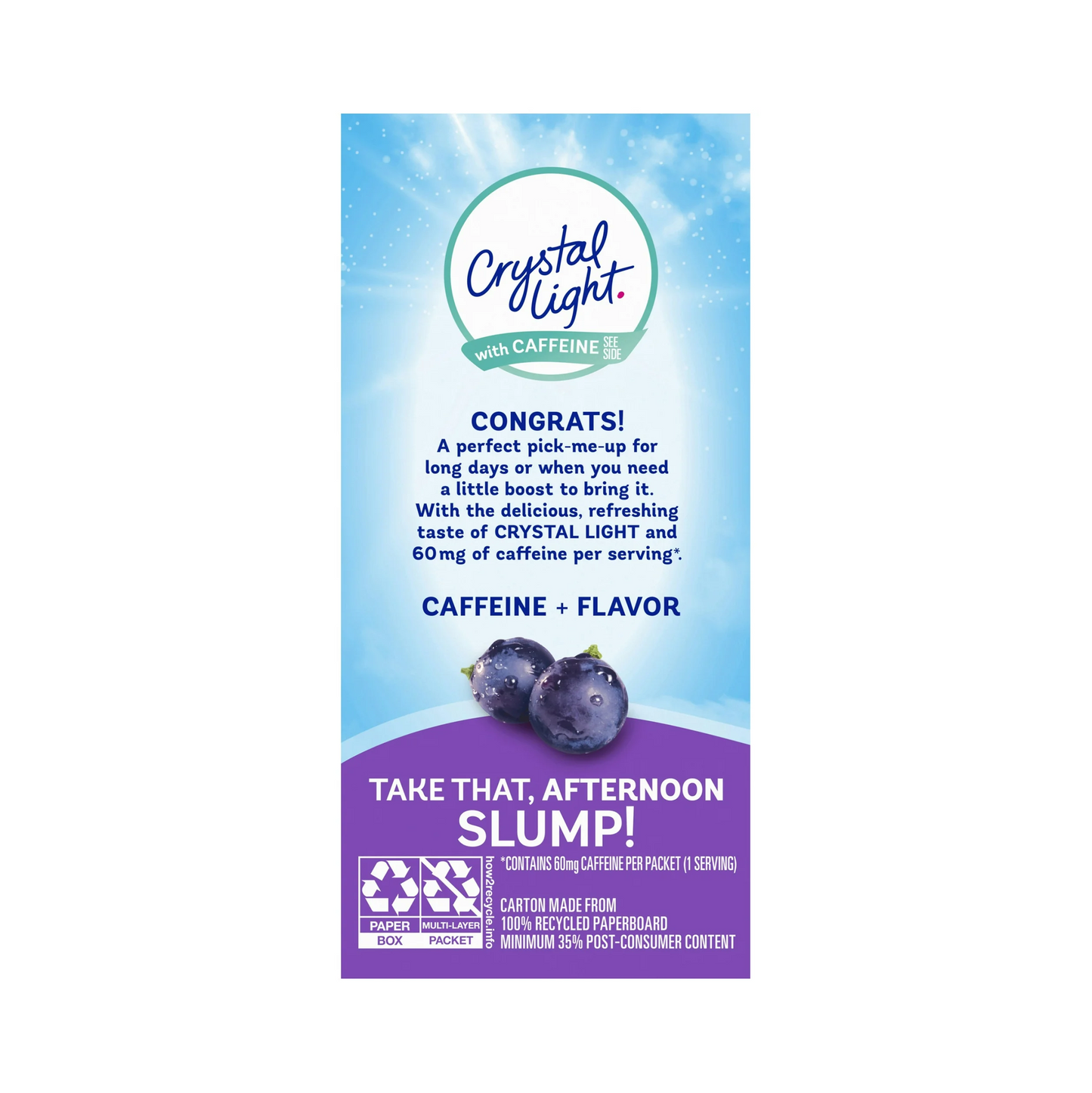 Crystal Light Grape Flavored Powdered Drink Mix with Caffeine – 10 ct