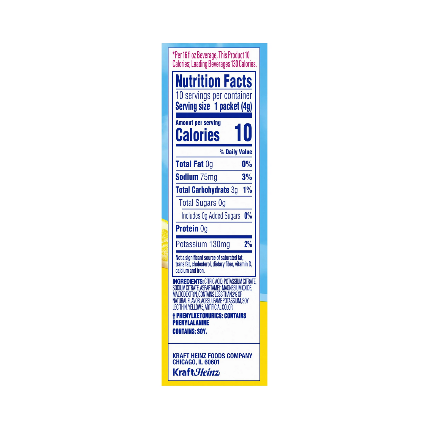 Crystal Light Lemonade Flavored Powdered Drink Mix – 10 ct