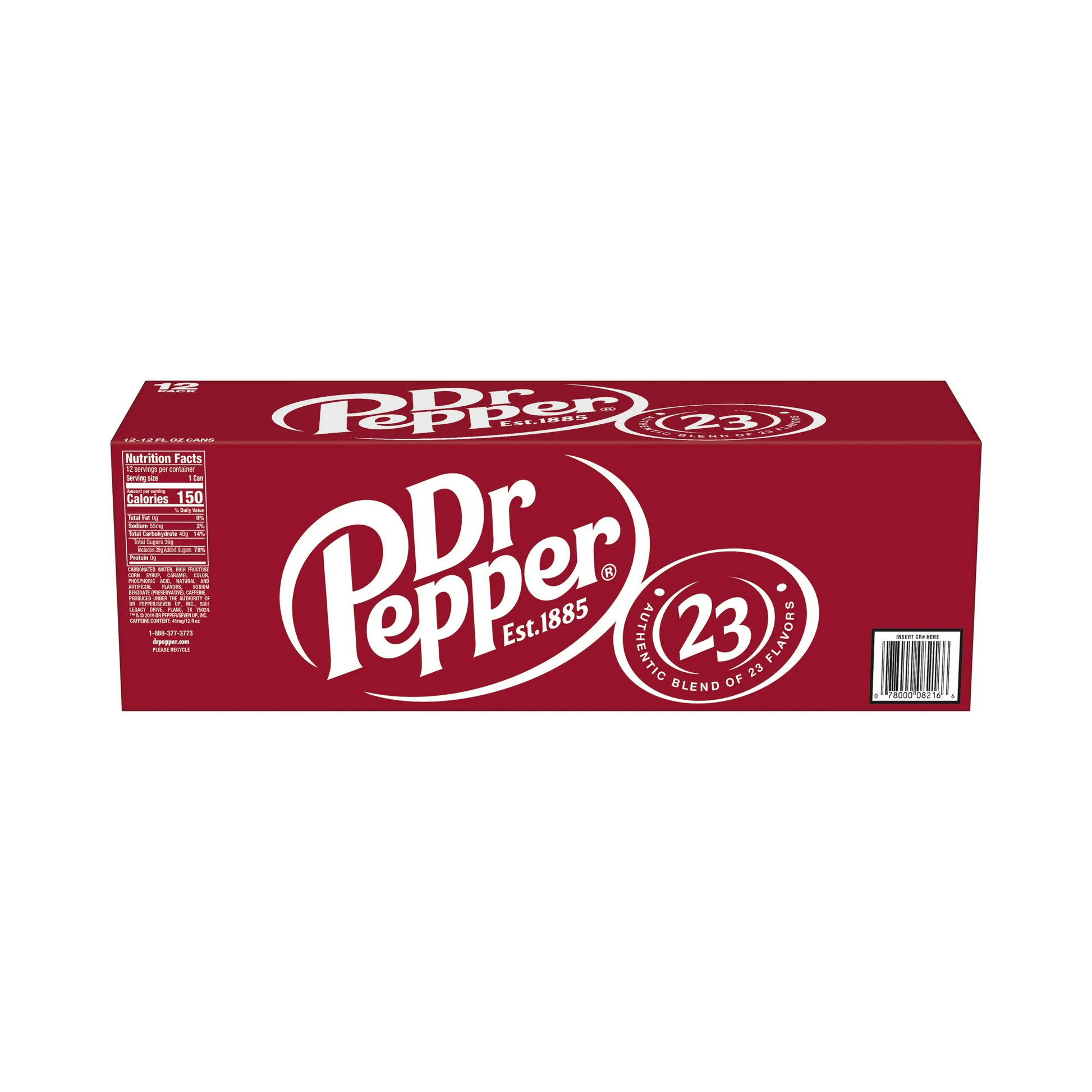Box of Dr Pepper on a white background