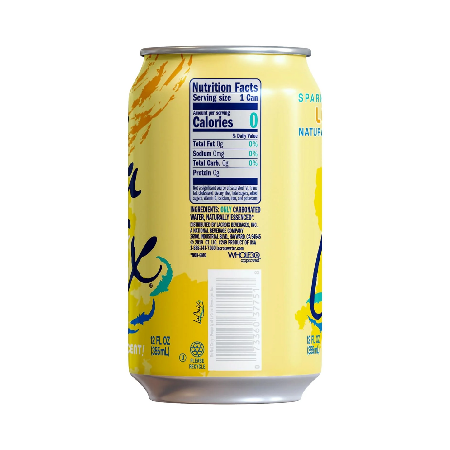 LaCroix Lemon Flavored Sparkling Water – 355 mL