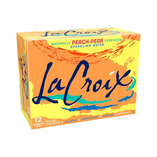 LaCroix Peach-Pear Flavored Sparkling Water – 355 mL, 12 ct