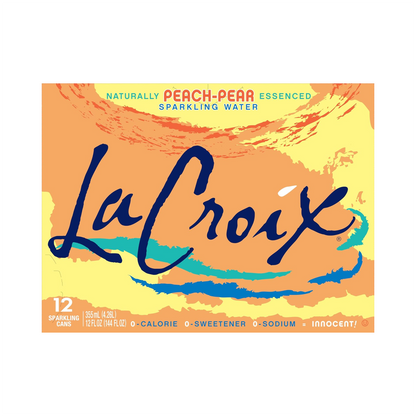 LaCroix Peach-Pear Flavored Sparkling Water – 355 mL, 12 ct