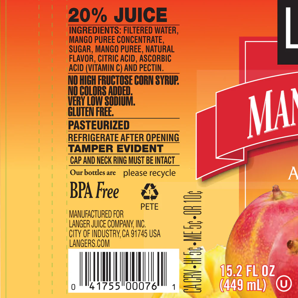 Langers Mango Nectar – 449 mL