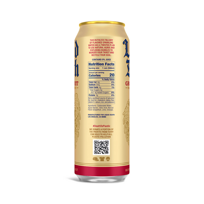 Liquid Death Grave Fruit, Grapefruit Flavored Sparkling Water – 568 mL