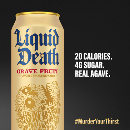 Liquid Death Grave Fruit, Grapefruit Flavored Sparkling Water – 568 mL