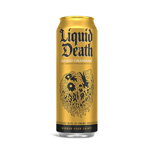 Liquid Death Mango Chainsaw, Mango Flavored Sparkling Water – 568 mL