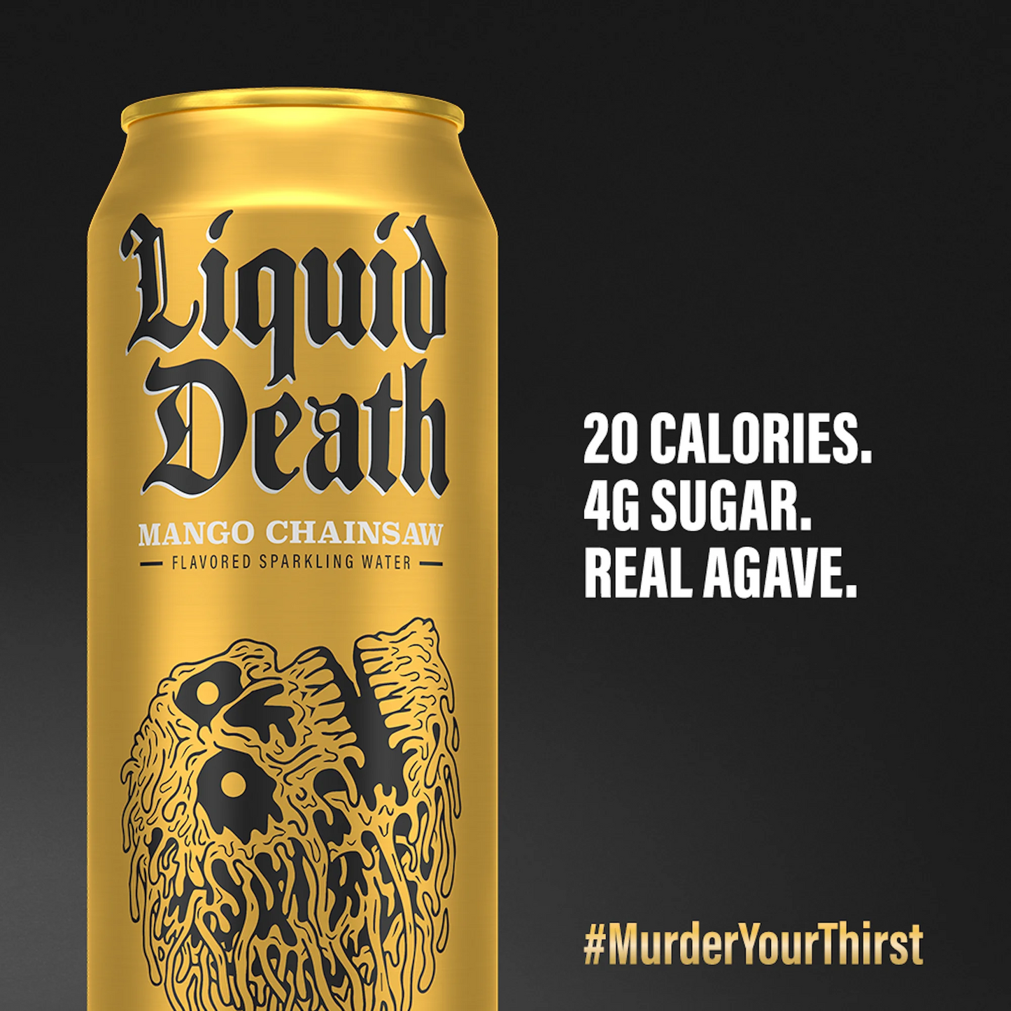 Liquid Death Mango Chainsaw, Mango Flavored Sparkling Water – 568 mL