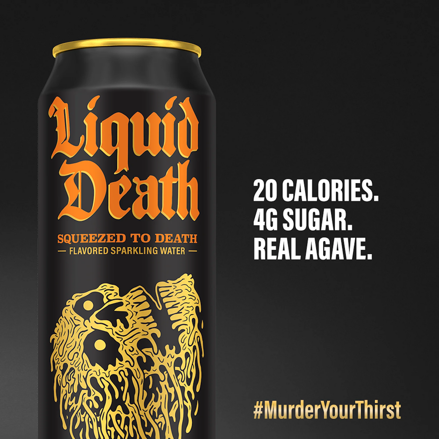 Liquid Death Squeezed to Death, Orange Flavored Sparkling Water – 568 mL