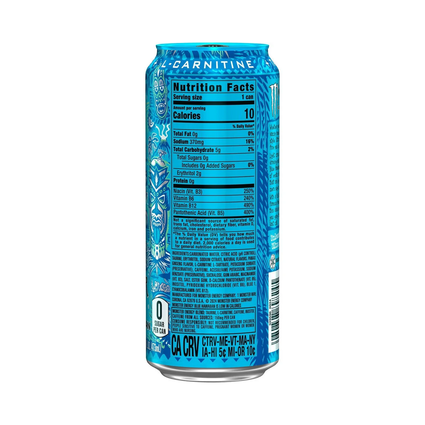 Monster Energy Ultra Blue Hawaiian, Sugar Free Energy Drink – 473 mL