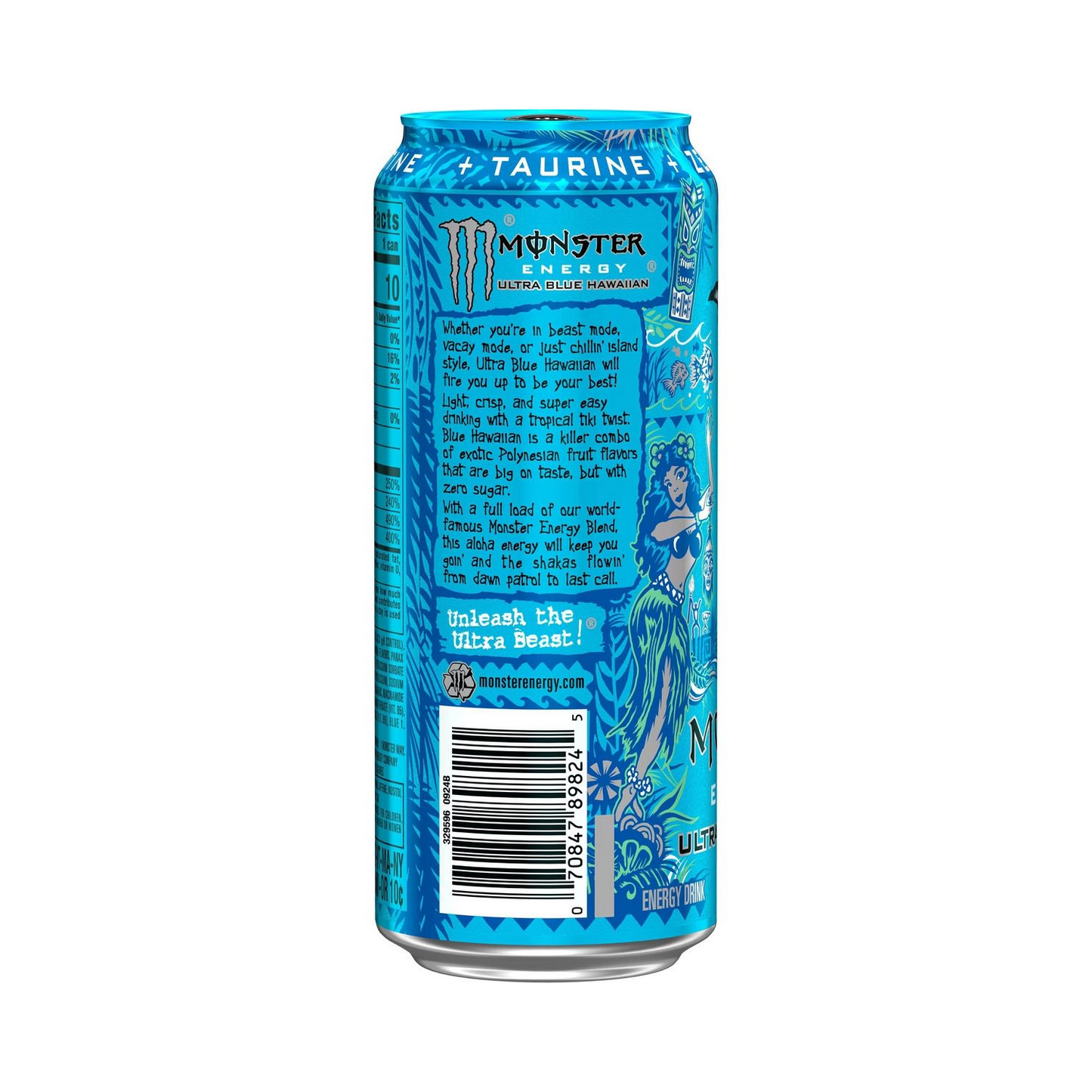 Monster Energy Ultra Blue Hawaiian, Sugar Free Energy Drink – 473 mL