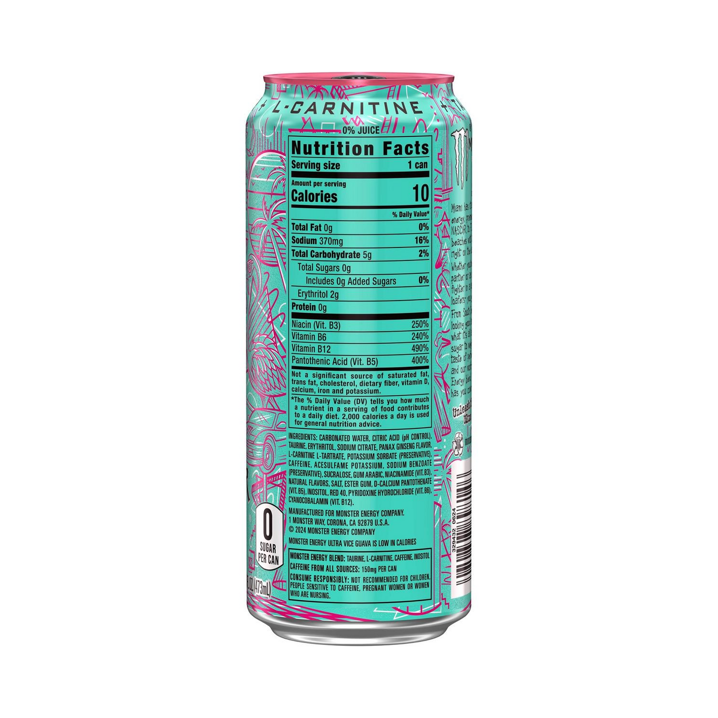 Monster Energy Ultra Vice Guava, Sugar Free Energy Drink – 473 mL