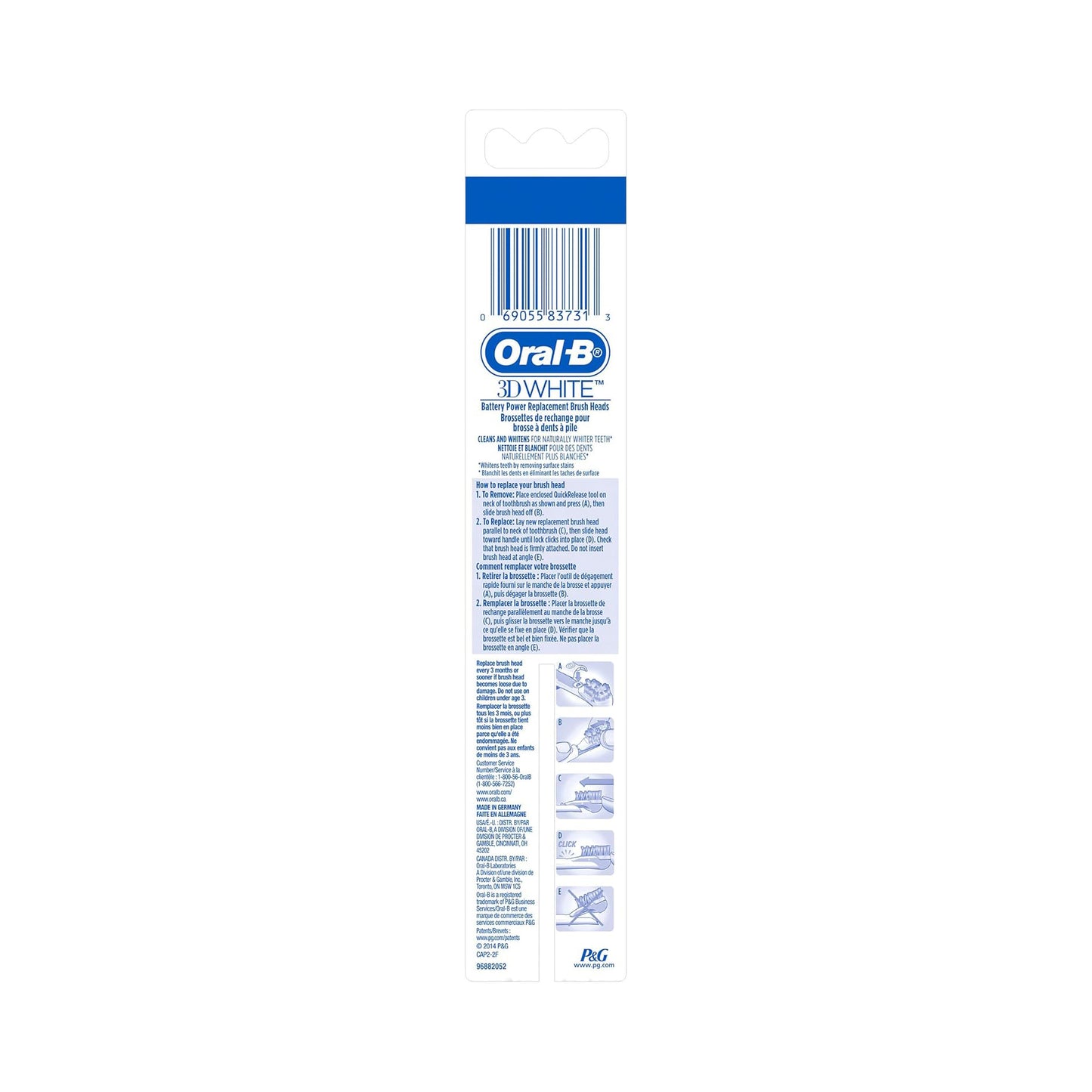 Oral-B Toothbrush 3D Head Replacement for 3D white Action – 2 ct