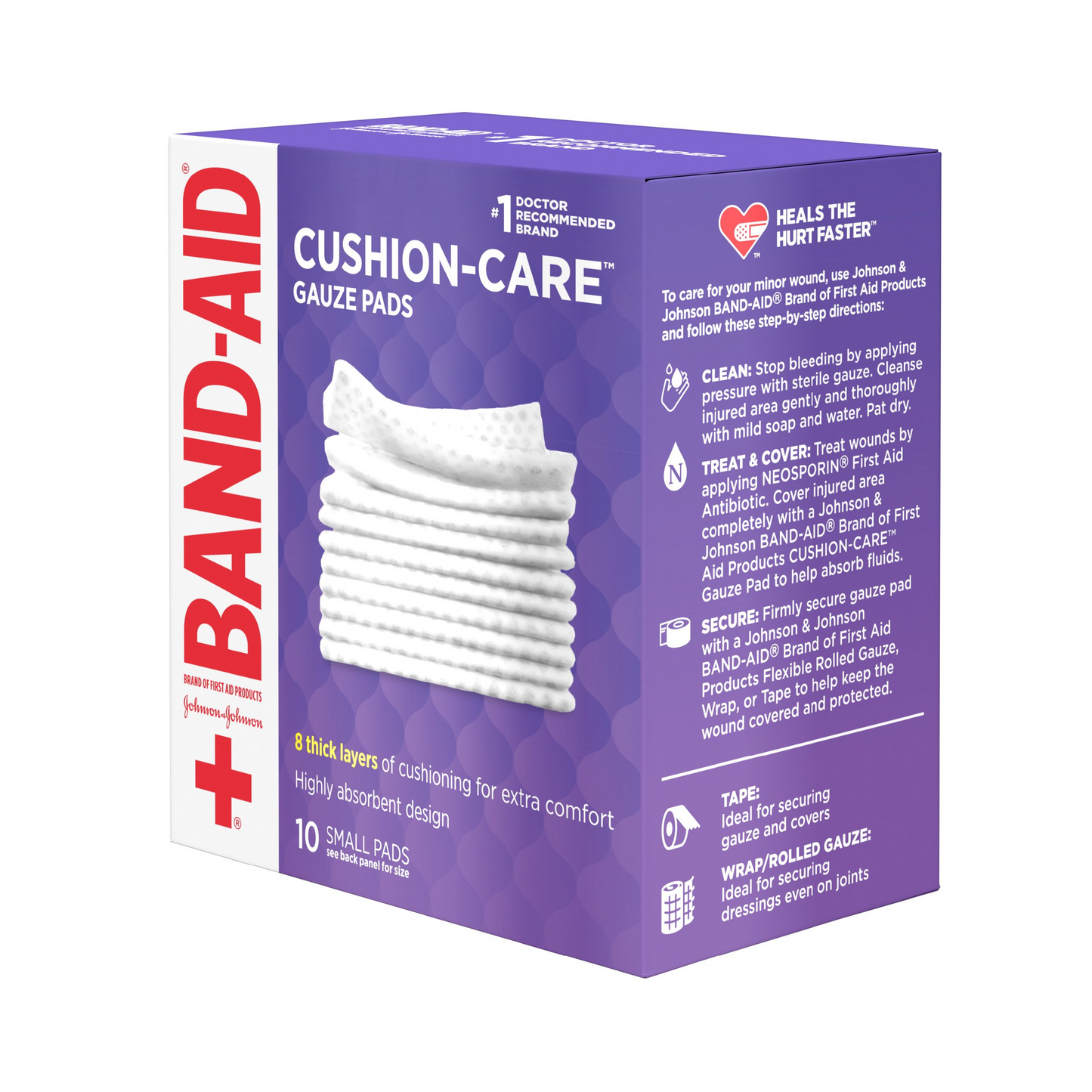 Band-Aid Cushion Care Gauze Pads, 2 in x 2 in – 10 ct