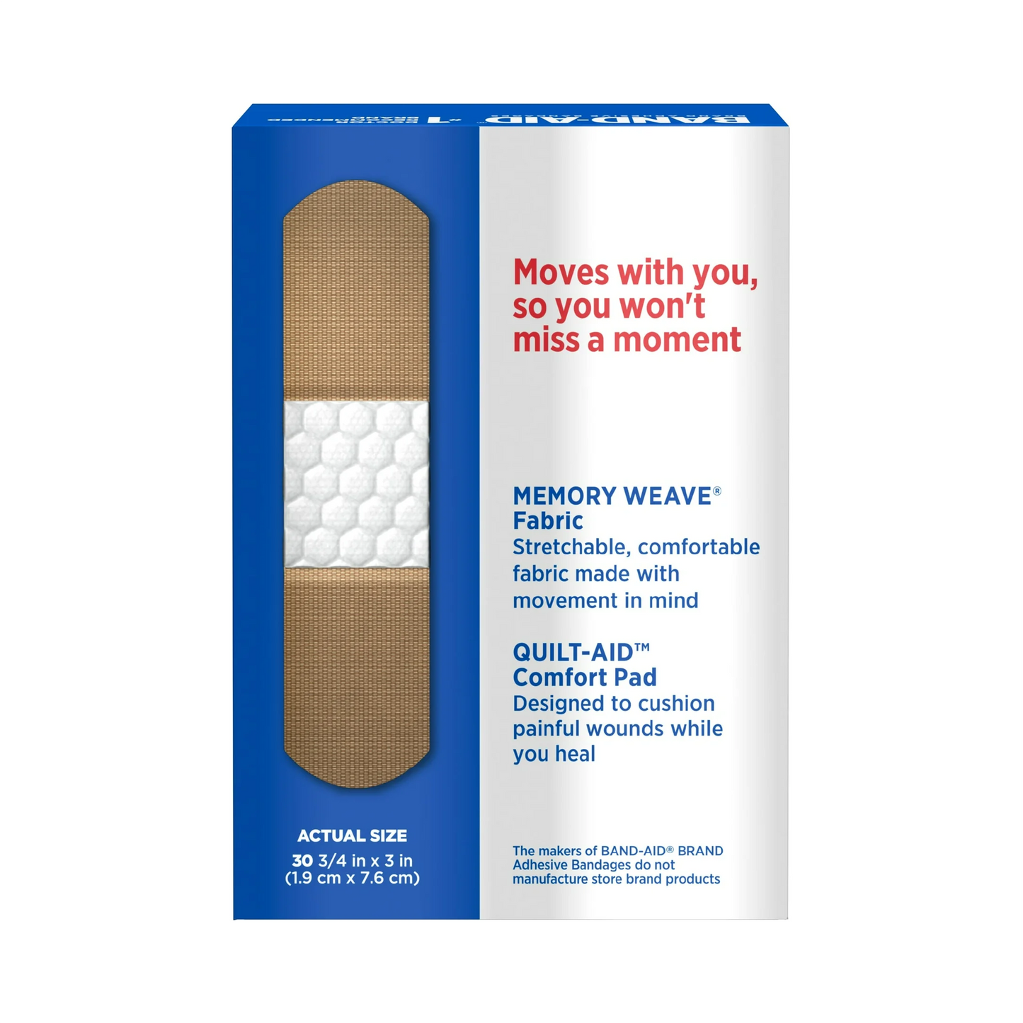 Band-Aid Flexible Fabric Adhesive Bandages, All One Size – 30 ct