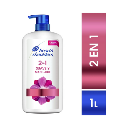 Head & Shoulders 2-in-1 Anti Dandruff Shampoo + Conditioner, Smooth and Silky - 1 L