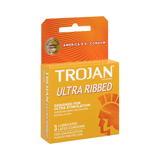 Trojan Stimulations Ultra Ribbed Lubricated Condoms – 3 ct