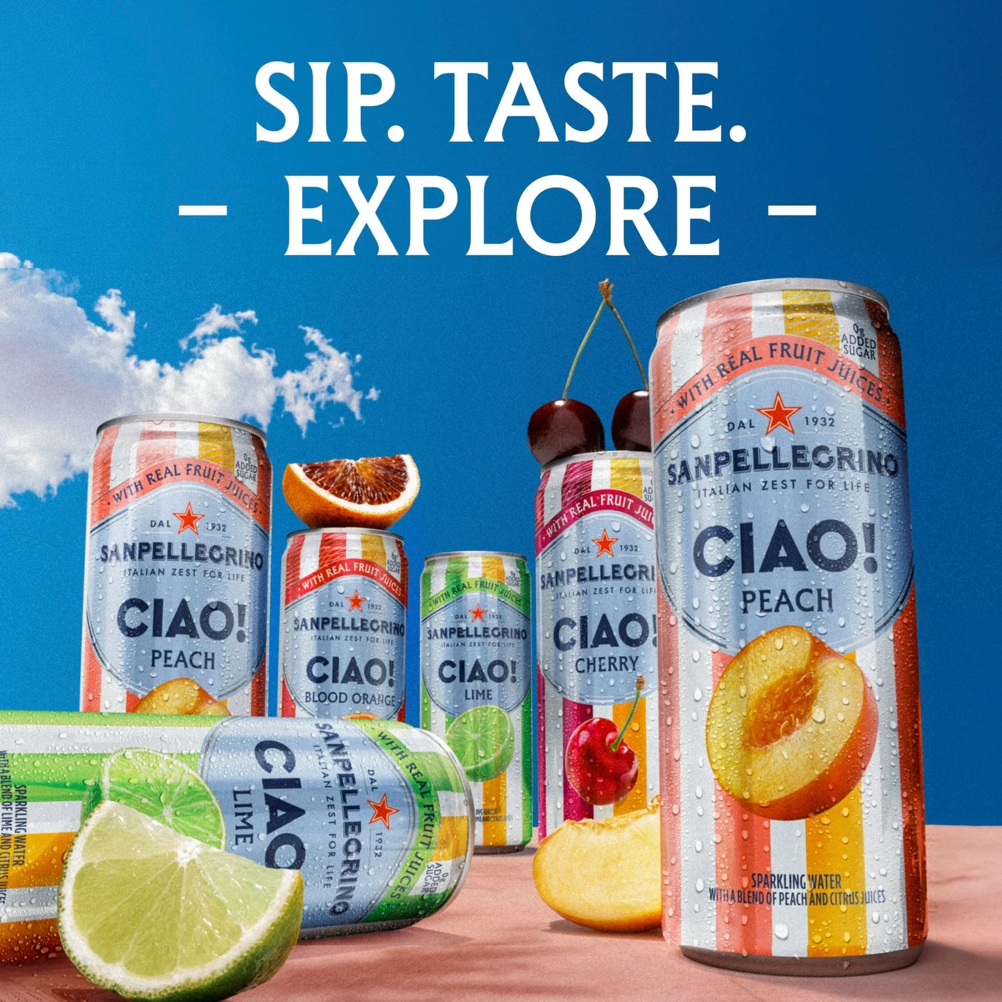 Sanpellegrino CIAO Peach Sparkling with Real Fruit Juices – 330 mL