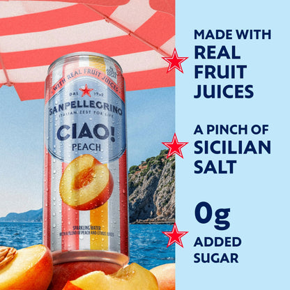 Sanpellegrino CIAO Peach Sparkling with Real Fruit Juices – 330 mL