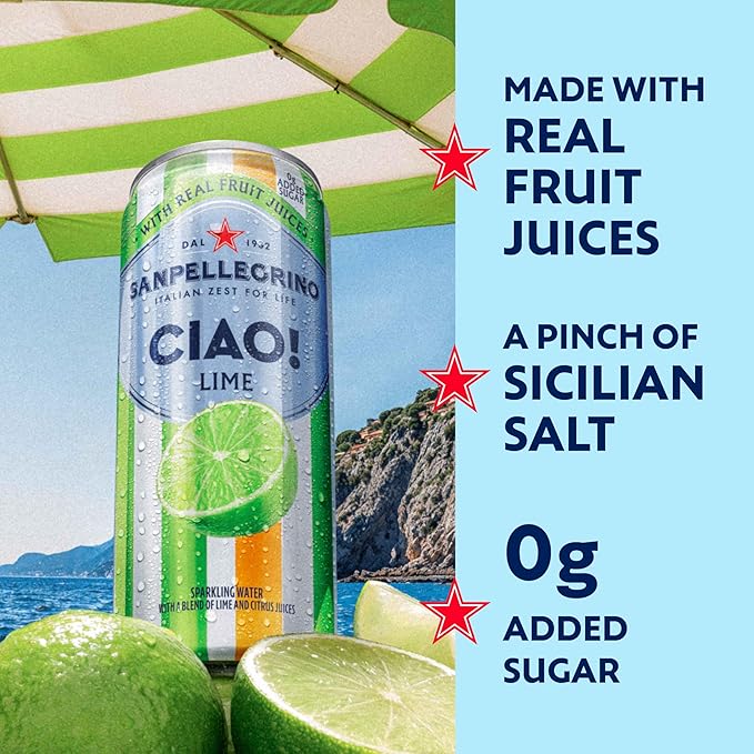 Sanpellegrino CIAO Lime Sparkling with Real Fruit Juices – 330 mL