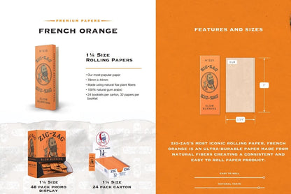 Zig Zag French Orange Slow Burning Rolling Papers – 32 leaves