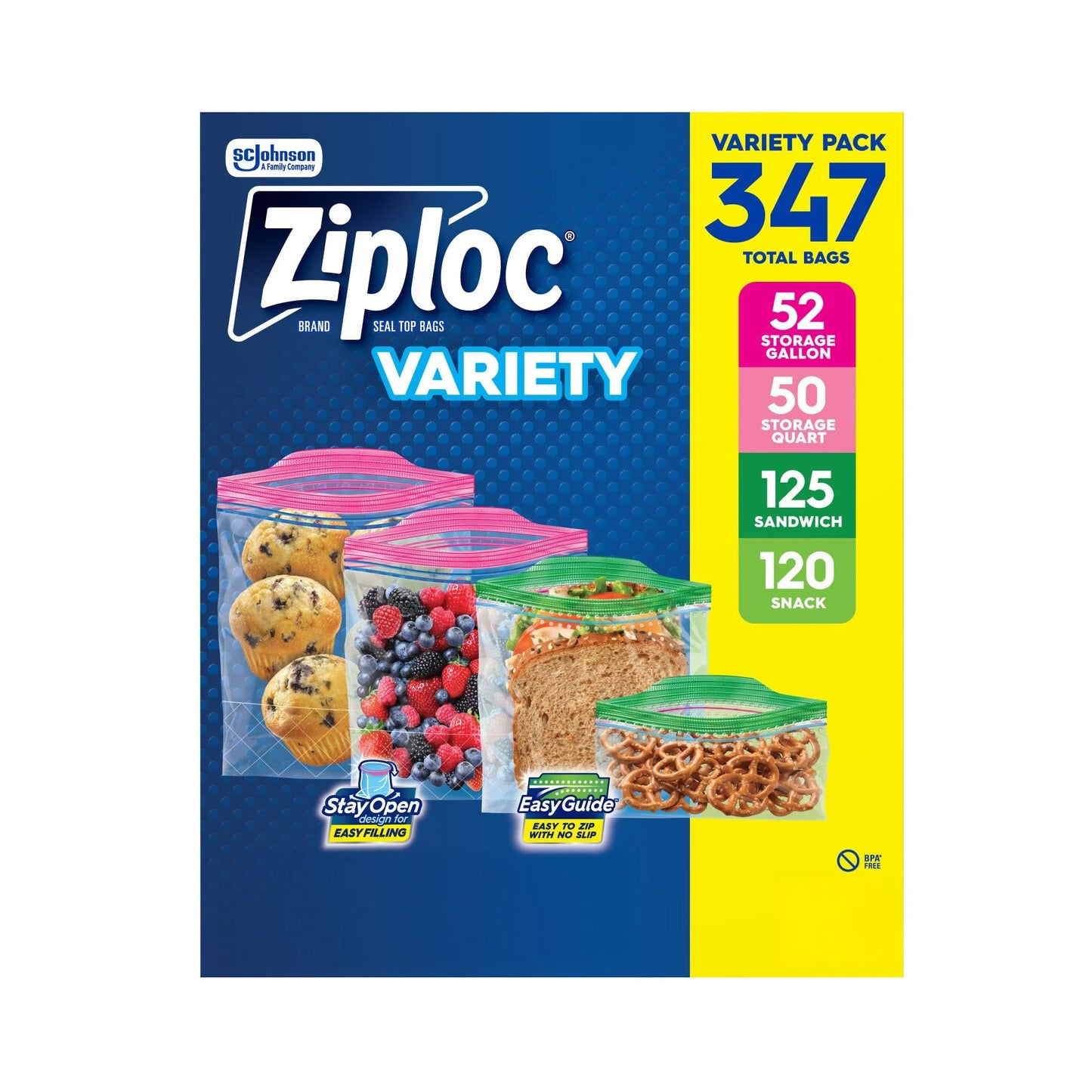 Ziploc Grip n Seal, VP4, Gal, QT, Sandwich, Snack – 347 ct