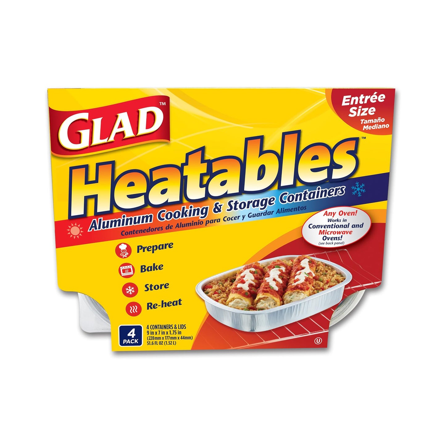 Glad Heatables Aluminium Containers with Lids – 2 sets