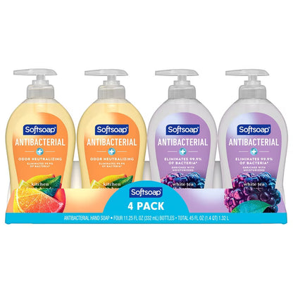 Softsoap Antibacterial Liquid Hand Soap VP Kitchen Fresh Scent & Kitchen Fresh Scent @332ml(11.25oz) 4 pk